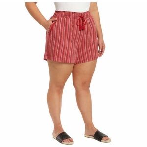 NWT Briggs Ladies Linen Blend Short RED STRIPES - size L